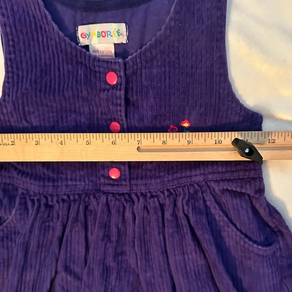 Vintage Gymboree Rainbow Tag Purple & Flower Corduroy Dress Jumper Baby 18-24M S